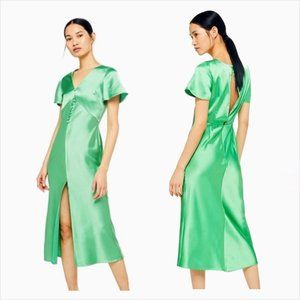 Topshop Satin Angel Sleeve Midi Dress Size US 10